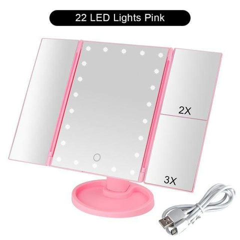 SearchFindOrder China / Pink Portable Magnifying Tri Fold Makeup Mirror