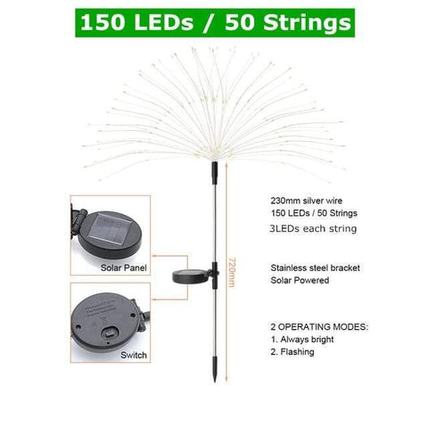 SearchFindOrder christmas 150LEDs / China / Cold White Outdoor LED Solar Flashing Fireworks Lights
