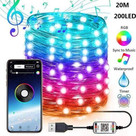 SearchFindOrder christmas 20M 200LED USB Powered Smart Interactive String Lights