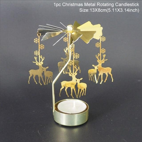 SearchFindOrder christmas Gold Reindeer Tea Light Christmas Candle Holder Rotary Spinning Carousel Light