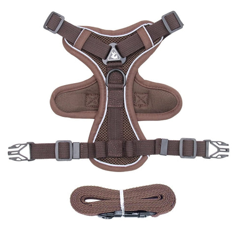 SearchFindOrder Coffee / S Adjustable Reflective Breathable Dog Harness for Puppies and Small Dogs