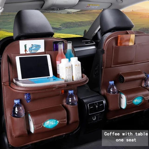 SearchFindOrder Coffee with table Car Back Seat Organizer Storage Bag with Foldable Table