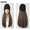 SearchFindOrder cold brown Knitted Long Hair Wig Beanie