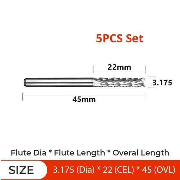 SearchFindOrder D3.175-22 5pcs Carbide Tungsten Corn teeth Milling bits cutter for Engraving machine