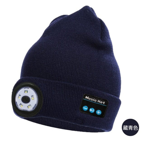 SearchFindOrder Dark Blue LED Wireless Headphone Music Winter Hat