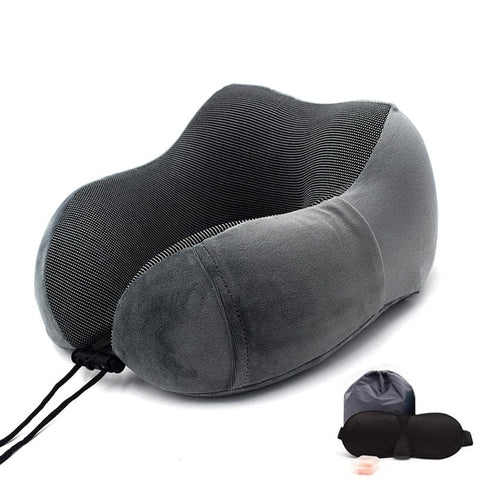 SearchFindOrder Dark Gray Set U-Shape Neck Soft Memory Foam Travel Pillow