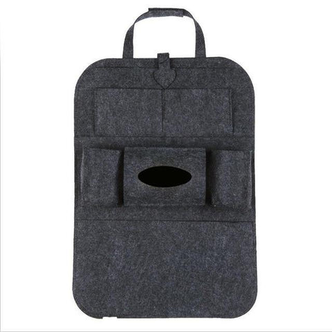 SearchFindOrder Dark gray Universal Car Back Seat Storage Organizer with Elastic Felt Storage Bag 6 Pockets Organizer