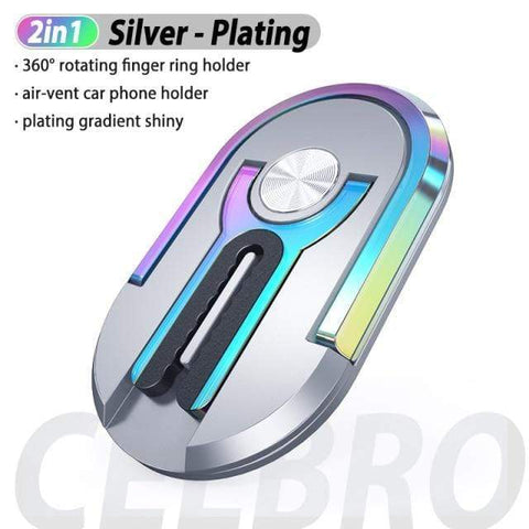 SearchFindOrder Dazzling Silver Multifunction Ring Kickstand & Mobile Car Vent Holder