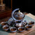 SearchFindOrder Deep Blue Unique Ancient Chinese Porcelain Teapot Set (Eight Piece Set)