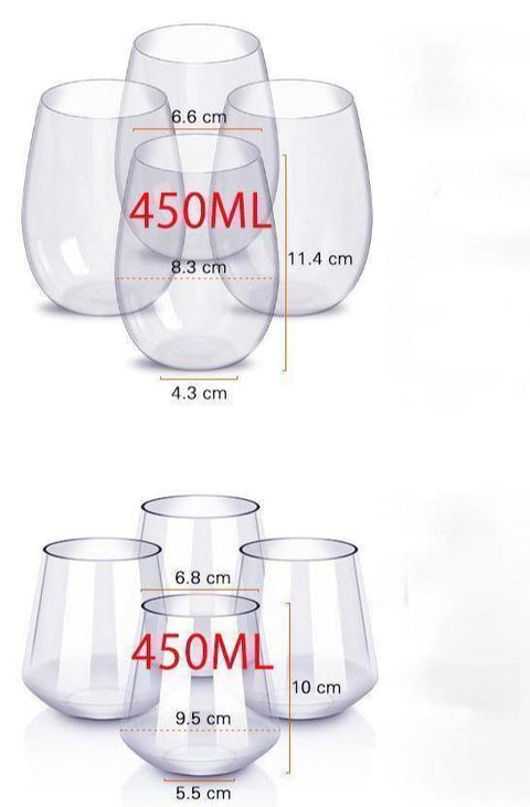 SearchFindOrder Elegant Stemless Shatterproof Tritan Plastic Wine Cups