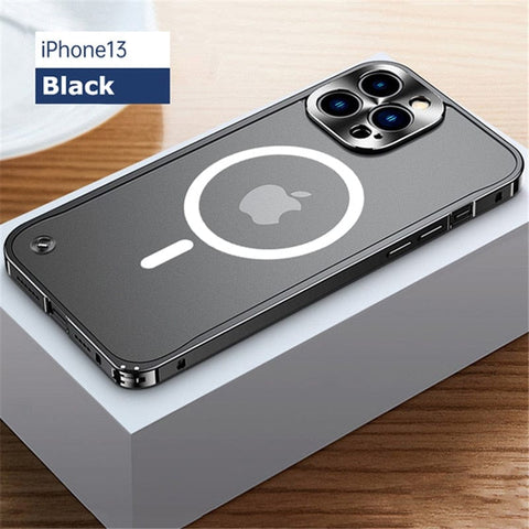 SearchFindOrder For iPhone 13Pro Max / Black Metal Bumper Aluminum Magnetic Phone Case