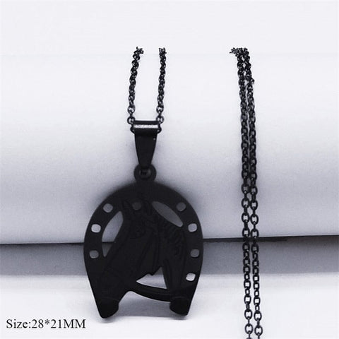 SearchFindOrder G 50CM O BK Unisex Stainless Steel Horse Head Pendant Necklace Ring and Key Chain