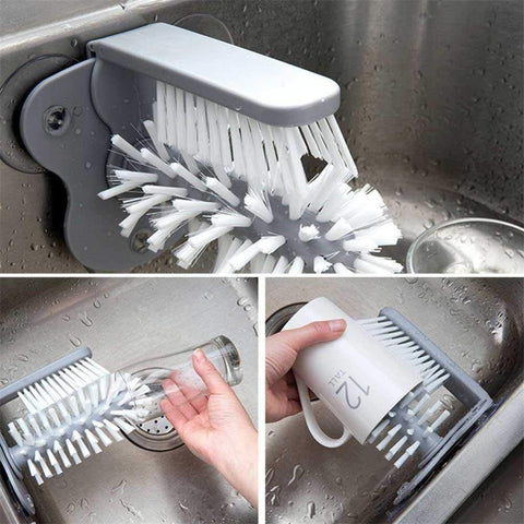 SearchFindOrder Glass Washer with Double Sided Bristle Brush