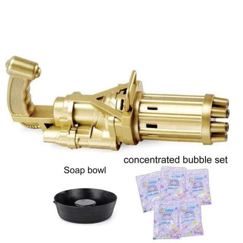 SearchFindOrder Golden Bubble Machine with 5 Bags of Concentrated Soap 2-in-1 Electric Bubble Machine