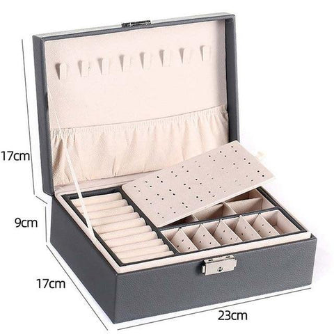 SearchFindOrder Gray Double-Layer Jewelry Box High Capacity