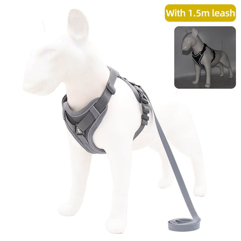 SearchFindOrder Gray / S Adjustable Reflective Breathable Dog Harness for Puppies and Small Dogs