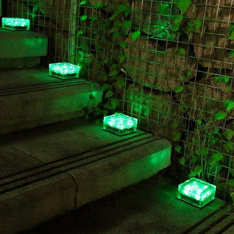 SearchFindOrder Green / 6 LED 10x10x5cm Outdoor LED Solar Lawn Garden Decorative Brick Ice Cube Lights