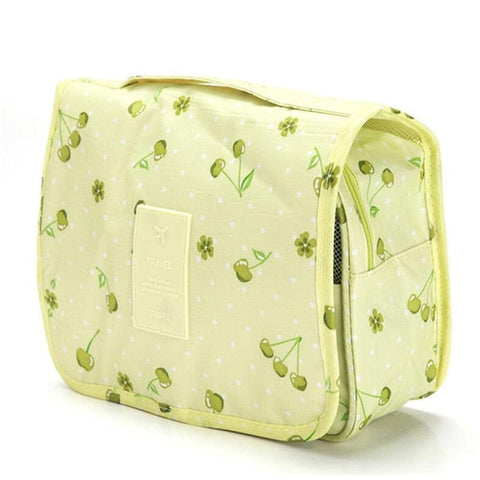 SearchFindOrder Green cherry / China Waterproof Travel Cosmetic Toiletries Bag with Hook