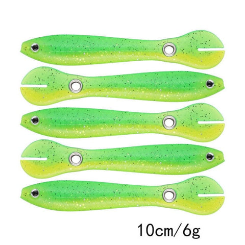 SearchFindOrder Green / China / 5 Pieces 10cm 6g Wobbling Swimming Split Tail Fishing Lure