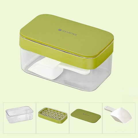 SearchFindOrder Green Set Round Ice Cube Tray with Storage with Swift Release