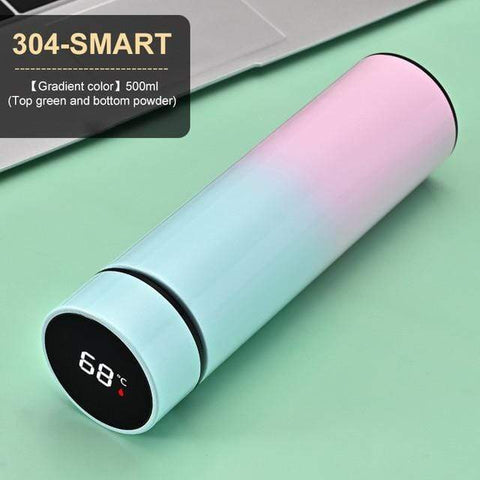 SearchFindOrder Greenpink Intelligent Stainless Steel Thermos with Smart Temperature Display