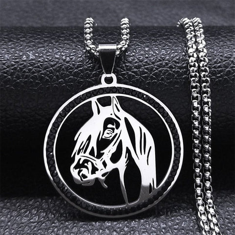 SearchFindOrder H bk 60cm BOX SR Unisex Stainless Steel Horse Head Pendant Necklace Ring and Key Chain