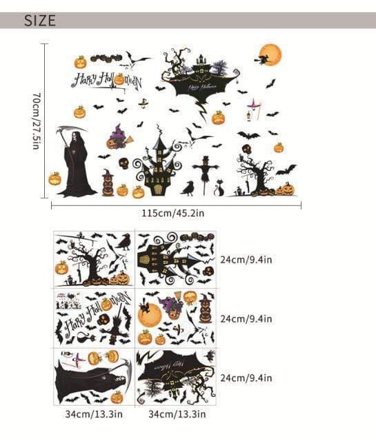 SearchFindOrder halloween 2 Horror Halloween Decoration Double Sided Removable Wall and Window Decals