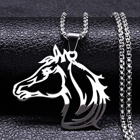 SearchFindOrder J 60cm BOX SR Unisex Stainless Steel Horse Head Pendant Necklace Ring and Key Chain
