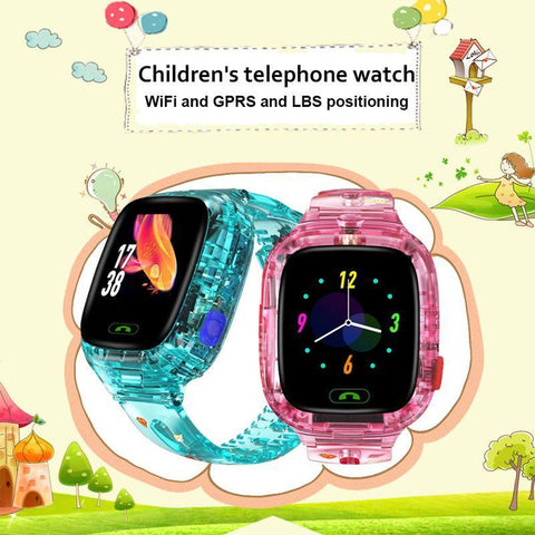 SearchFindOrder Jewelry & Watches Blue Kids Smart Watch Transparent Wifi+GPS+LBS Position IP67 Waterproof