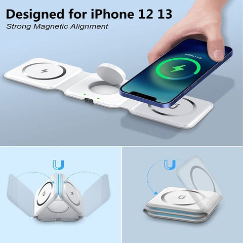 SearchFindOrder Magnetic 3-in-1 5W Foldable Fast Wireless Charging Station