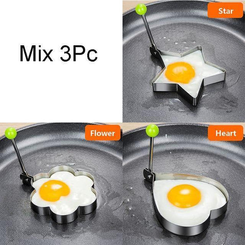 SearchFindOrder MIx 3PC Style 1 Stainless Steel 5 Style Fried Egg Pancake Mold Gadget Rings