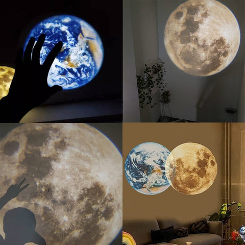 SearchFindOrder Moon and Earth LED Projector Lamp with 360° Rotatable Bracket