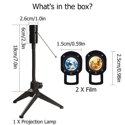 SearchFindOrder Moon and Earth LED Projector Lamp with 360° Rotatable Bracket