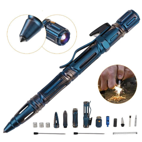SearchFindOrder NEW 7-In-1 Outdoor EDC Multi-Function Self Defense Tactical Pen With Emergency Led Light Whistle Glass Breaker Outdoor Survival