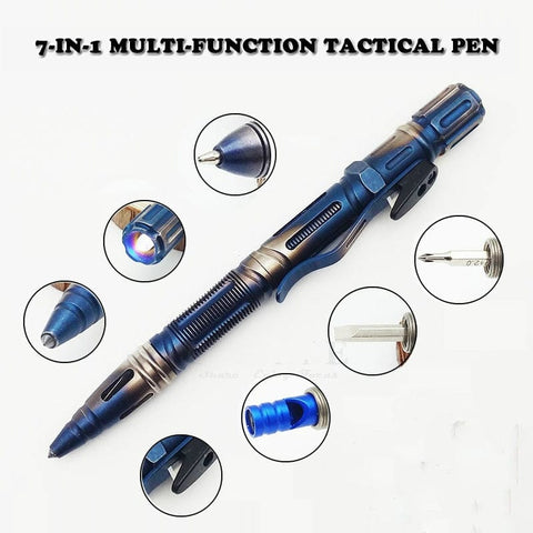 SearchFindOrder NEW 7-In-1 Outdoor EDC Multi-Function Self Defense Tactical Pen With Emergency Led Light Whistle Glass Breaker Outdoor Survival