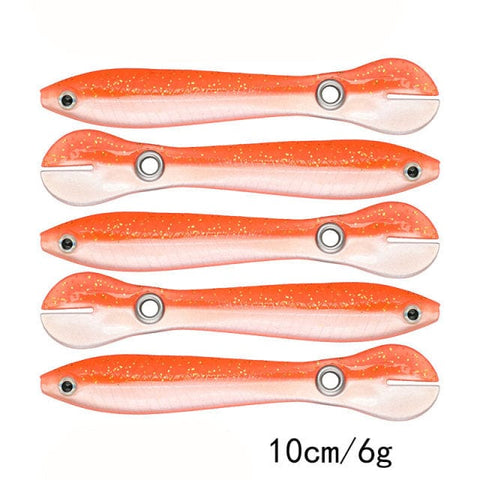 SearchFindOrder Orange / China / 5 Pieces 10cm 6g Wobbling Swimming Split Tail Fishing Lure