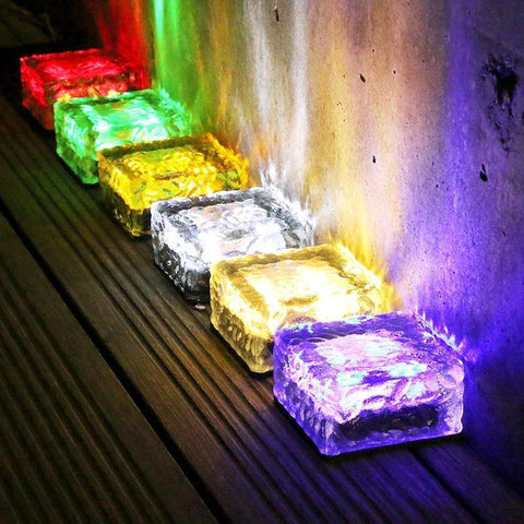 SearchFindOrder Outdoor LED Solar Lawn Garden Decorative Brick Ice Cube Lights