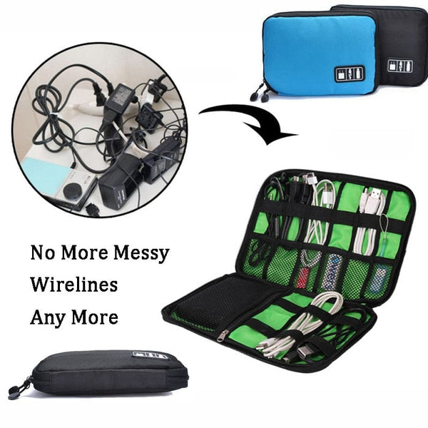 SearchFindOrder Outdoor Travel Kit Waterproof Nylon Cable Holder Bag Electronic Accessories USB Drive Storage Case Camping Hiking Organizer Bag