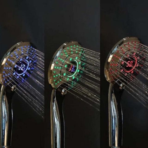 SearchFindOrder Partial LED Display LED Color Shower Head with Temperature Display