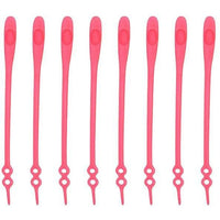 SearchFindOrder Pink 16pc/pack No Tie Elastic Silicone Shoelaces
