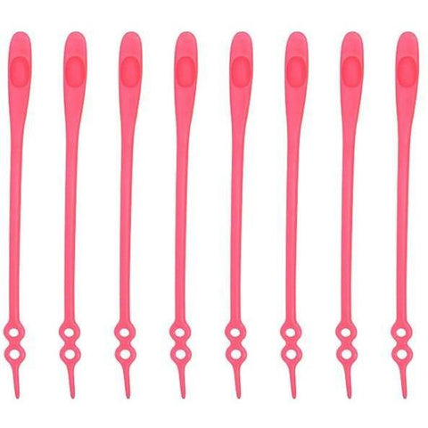 SearchFindOrder Pink 16pc/pack No Tie Elastic Silicone Shoelaces