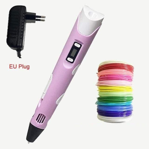 SearchFindOrder Pink 3D Pen with EU Plug 3D Drawing Print Pen