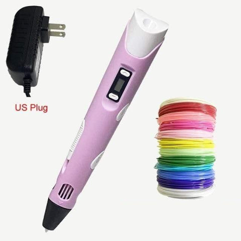 SearchFindOrder Pink 3D Pen with US Plug 3D Drawing Print Pen
