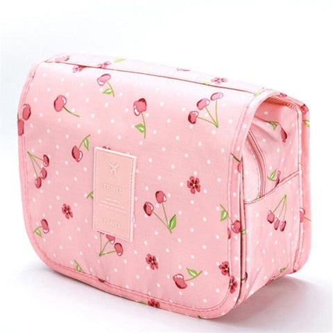 SearchFindOrder Pink cherry / China Waterproof Travel Cosmetic Toiletries Bag with Hook
