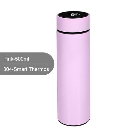 SearchFindOrder Pink Intelligent Stainless Steel Thermos with Smart Temperature Display