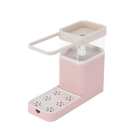 SearchFindOrder Pink Kitchen Storage Shelf 3-in-1 Soap Dispenser Towel Rack