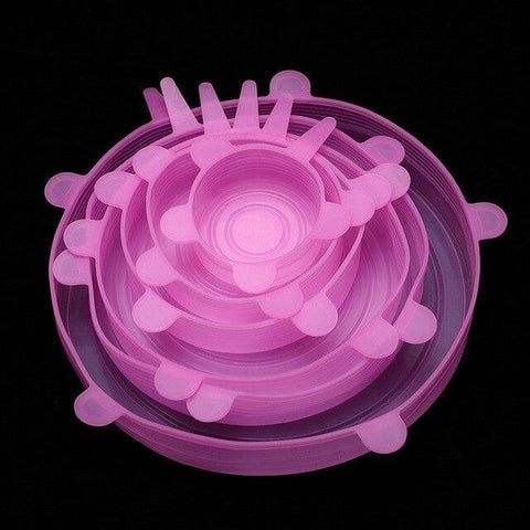 SearchFindOrder Pink Round 6 Pieces Universal Silicone Stretch Lids