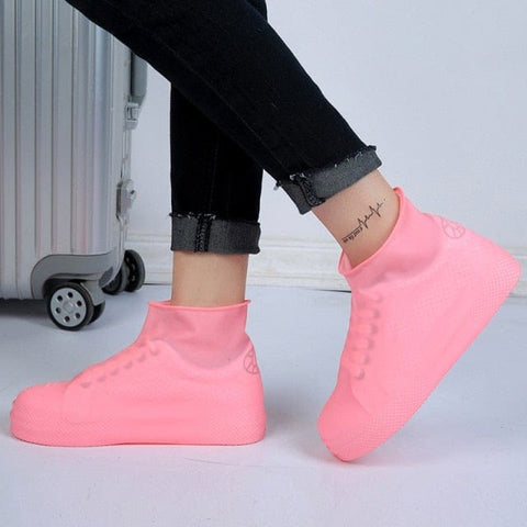 SearchFindOrder PinkHighTop / L (41-45cm) Tall Waterproof Silicone Shoe Covers