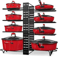 SearchFindOrder Pot and Pan Organizer for Cabinet with Adjustable 8 Non-Slip Tiers