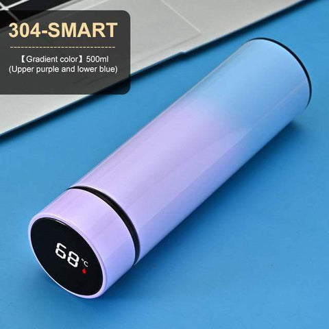 SearchFindOrder Purple Blue Intelligent Stainless Steel Thermos with Smart Temperature Display